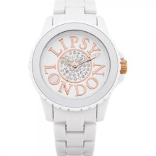 Lipsy Ladies Quartz Watch With White Dial Analogue Display And White Plastic Or Pu Bracelet Lp084