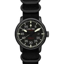 Lum-Tec Mens Combat B17 Analog Stainless Watch - Black Nylon Strap - Black Dial - LTB17