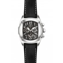 Lupah Stainless Steel Case Black Tone Dial Chronograph Leather Strap