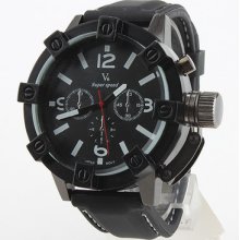 Luxry Men's Silicone Analog Quartz Wrist Watch (black) V6 Fashionable
