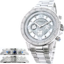 Luxurman Diamond Mens Watch 0.5ct White Gold Plated