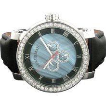 Luxurman Mens VS Diamond Bezel Watch 4.50ct Blue