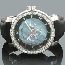 Luxurman Mens VS Diamond Bezel Watch 4.50ct Blue MOP