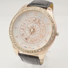 Luxury Fashion Retro Twelve Constellations Pattern Belt Watch Quartz Watch