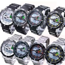 Luxury Mens Army Dual Display Alarm Chronograph Waterproof Sport Wrist Watch