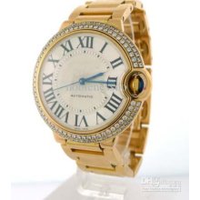 Luxury Mens Ballon Pink Rose Gold Diamond Bezel Automatic Men's Watc