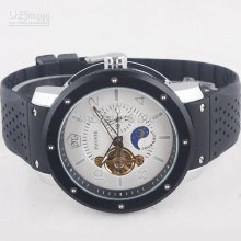 Luxury Style 4pcs Black Pu Silvery Face Jour Nuit Automatic Mechanic