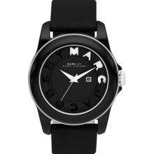 Marc By Marc Jacobs Women's Icon Stripe Black Leather Strap Watch Mbm4009