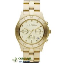 Marc By Marc Jacobs Blade Mbm3101 Women's Gold Tone Watch 2 Years Warranty