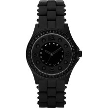 Marc By Marc Jacobs Pelly Black Crystal Glitz Silicon Watch Mbm2542 $225