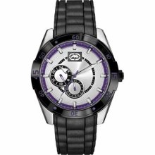 Marc Ecko Men's The Phase Silver Dial Black Resin Silicone Band Watch E13515g2