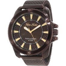 MARC ECKO The Flash New Mens Round Watch Brown Steel Mesh Bracelet