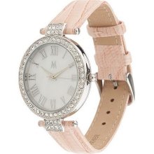 Melania Bold Round Case Leather Strap Watch - Pink - One Size