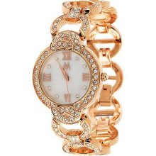 Melania Concorde Pave' Style Open Link Bracelet Watch - Rosetone - One Size