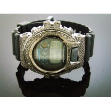 Men Casio G Shock 0.25CT Diamond Black Face Watch 6900 Black Case