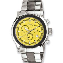 Men Chisel Stainless Steel Swiss Quartz Chrono w/ Yellow Dial