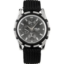 men gents quartz movement sports black rubber wristband wristwatch wri
