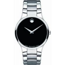 Men`s Movado Black Museum Dial Watch W/ Swiss Movement