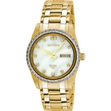 Men Sartego SGMP12 Gold Tone Automatic Dress Mother of Pearl Dial
