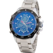 Men Watch Analog & LED Digital Display 30m Waterproof Sports Watch WH-1103 Blue