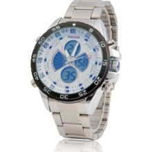 Men Watch Analog & LED Digital Display 30m Waterproof Sports Watch WH-1103 White