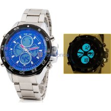 Men's Analog & LED Digital Display 30m Waterproof Sports Watch WH-1103 (Blue)