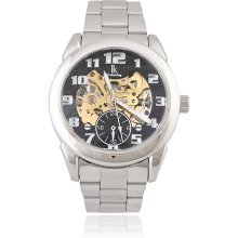 Men's Automatic Mechanical Stainless Steel Watch See-Thru Case