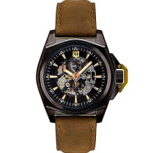 Men's Automatic Watch with Brown Leather Strap