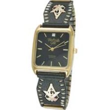 Men's Black Hills Gold Diamond Accent Masonic Expansion Watch with