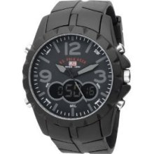 Men's Black Wrist Watch Us9058 Analog-digital Dial Rubber Strap U.s. Polo Modern