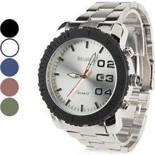 Men's Calendar Style Steel Analog Quartz Wrist Watch (Assorted Colors)