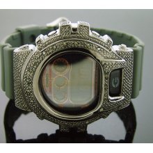 Men's Casio G Shock 0.25CT Diamond Black Face 6900 army color watch