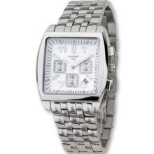 Mens Charles Hubert Stainless Steel White Dial Chronograph