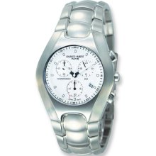 Mens Charles Hubert Stainless Steel White Dial Chronograph Watch