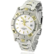 Men's Charles Hubert Two-Tone Stainless Steel Silver-White Dial Premium Dress Watch