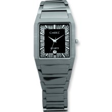 Mens Chisel Tungsten/Black Illusion Dial CZ 29x34mm Watch