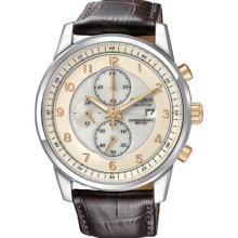 Mens Citizen Eco-Drive Watch in Stainless Steel with Brown Leather Strap (CA0331-13A)