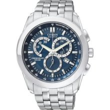Mens Citizen Stainless Steel Blue Dial Chronograph Watch