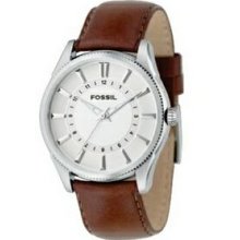 Mens classic dress watch (silver dial w/ bro - Silver Dial/Brown Strap