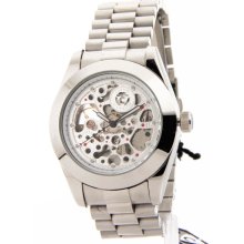 Mens Croton Imperial Stainless Steel 21 Jewels Skeleton Automatic Watc