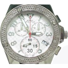 Mens Diamond Aqua Master Watch Round Cut H Color 110-2 1.20ct