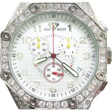 Mens Diamond Aqua Master Watch Round Cut G Color Octagon N0060 4.50ct