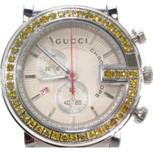 Mens Diamond Gucci Watch Round Cut Canary Color 2.50ct