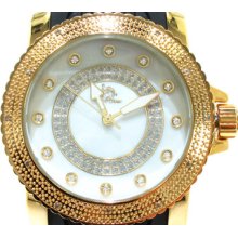 Mens Diamond Techno Master Watch Round Cut H Color TM-2120A 0.12ct