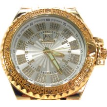 Mens Diamond Techno Master Watch Round Cut TM-2124 Yellow 0.12ct