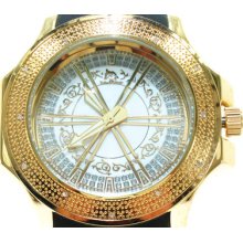 Mens Diamond Techno Master Watch TM-2130A Round Cut H Color 0.12ct