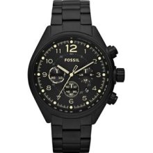 Mens Fossil Flight Black Stainless Steel Watch