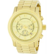 Men's Gold Tone Quartz Date Chronograph Link Bracelet