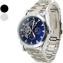 Men's Helm Style Alloy Analog Automatic Wrist Watch (Silver)