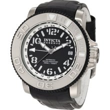 Mens Invicta 1129 Reserve Swiss Automatic Black Dial Black Leather Watch